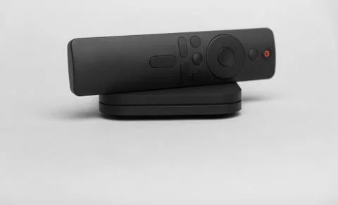 Digital TV on gray background. Stock Photos