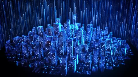 Digital Twin City with Real Time Data and IoT Technology Stock Footage 342612087