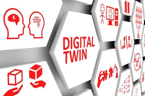 DIGITAL TWIN concept cell background 3d illustration Stock Illustration