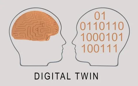 DIGITAL TWIN concept Stock Illustration