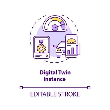 Digital twin instance concept icon Stock Illustration