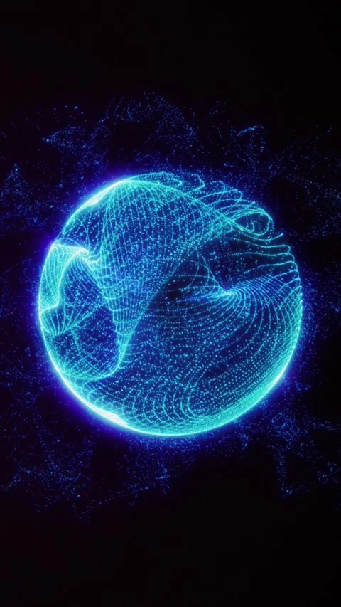 Digital twin network particle sphere global tech vertical background Stock Footage 339432516