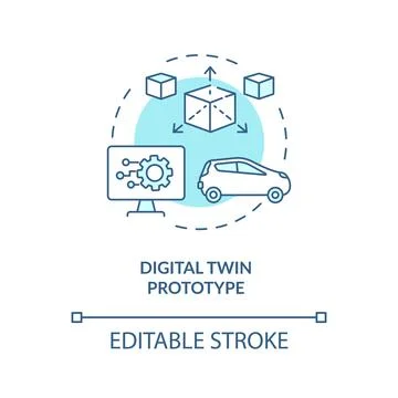 Digital twin prototype concept icon Stock Illustration