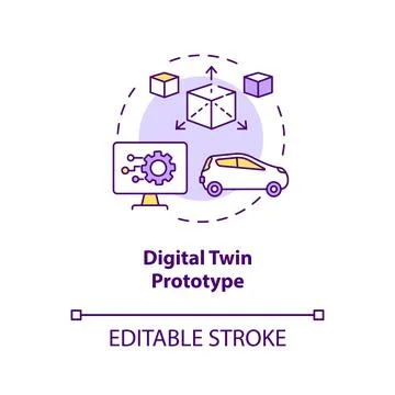 Digital twin prototype concept icon Stock Illustration