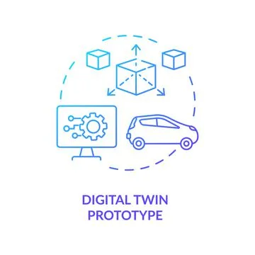 Digital twin prototype concept icon Stock Illustration