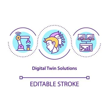 Digital twin solutions concept icon Stock Illustration