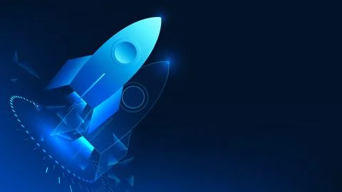 Digital twin technology background simulated rocket launch, representing vi.. Stock Illustration