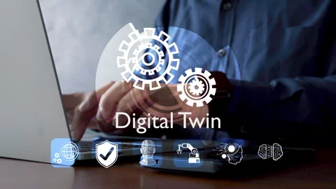 Digital twin technology concept with virtual simulation, AI, and IoT for sma Stock Footage 316152527