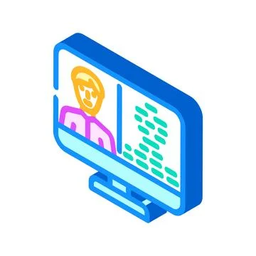 Digital twin technology industry 4 isometric icon vector illustration Stock Illustration