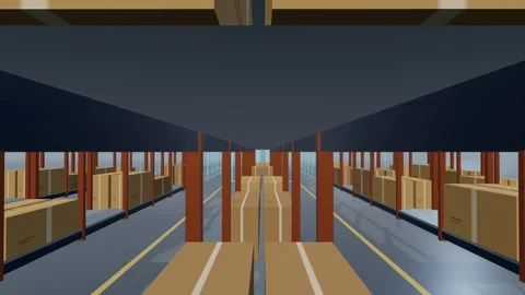 Digital Twin Wireframe Replacing A Half Empty Warehouse Rack Run At Floor Level Stock Footage 344640333