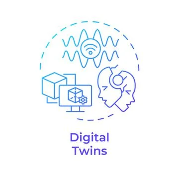Digital twins blue gradient concept icon Stock Illustration
