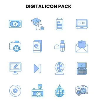 Digital Two Colour Vector Icons Pack イラスト素材