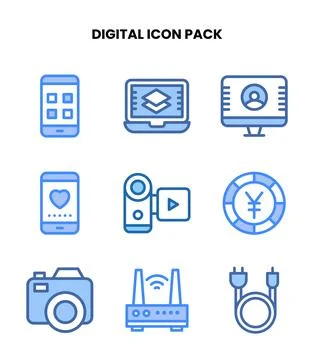 Digital Two Colour Vector Icons Pack イラスト素材