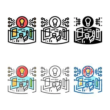Digital types explorer tech enthusiast color icon vector イラスト素材
