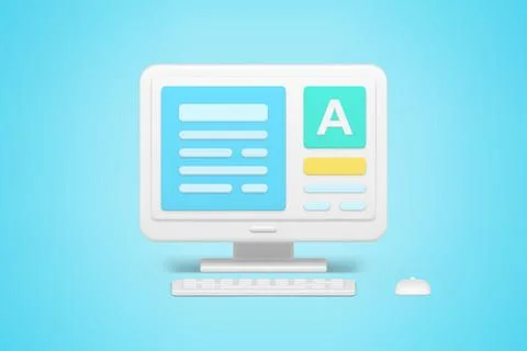 Digital typing in online application 3d icon. Social correspondence and writi イラスト素材