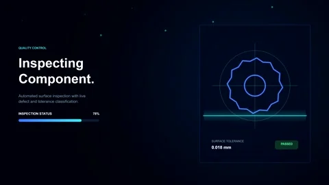 Digital UI animation of component inspection with scanning laser Видео 346567982
