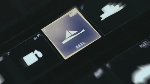 Digital UI interaction where user chooses Sail from transport menu Stock Footage 335493494