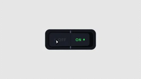 Digital ui toggle switches clicking from off to on in dark mode Stock Footage 345122453
