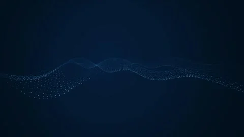 A digital undulating mesh grid moves across a dark blue background Stock Footage 340831120