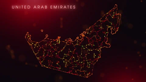 Digital United Arab Emirates Map Motion Reveal With Abstract Red And Orange.. Stock Footage 330317678