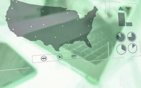 Digital United States map interface with data analytics and connectivity sy.. Stock Photos
