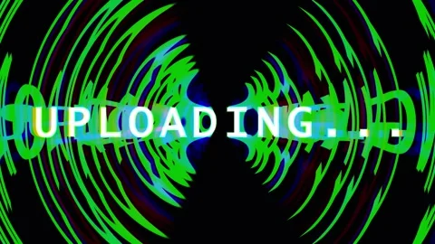 Digital Upload Progress Glowing Green Waveforms on Black Background with Da.. Video stock 343475512