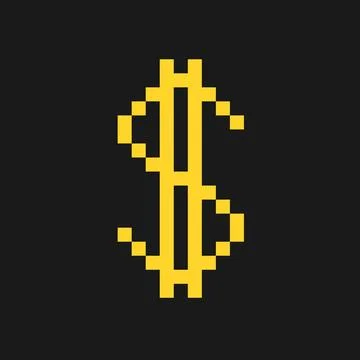 Digital US dollar - pixelated symbol as metaphor of fiat currency as virtual Stock Illustration