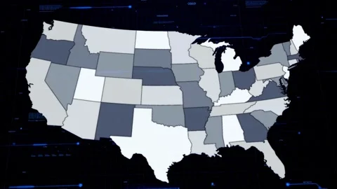 Digital USA map with animated data network overlay Video stock 336398307