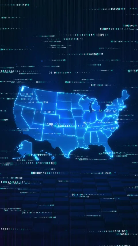 Digital USA Map with Binary Code and Cyber Security Technology 스톡 동영상 342614204