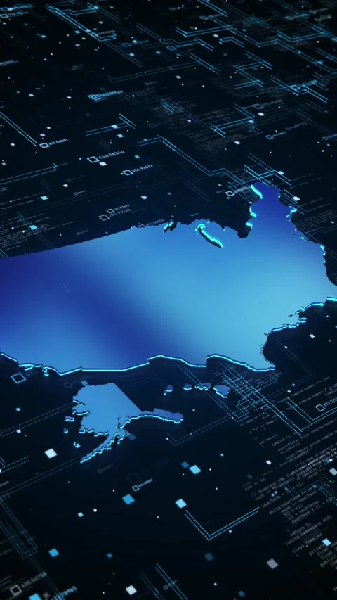 Digital USA Technology Map Over Computer Code Interface Stock-Footage 342614813