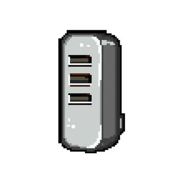 Digital usb hub pixel art vector illustration Stock Illustration