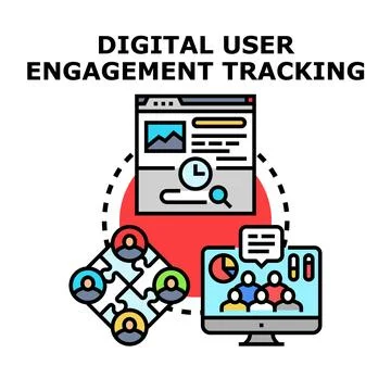 Digital user engagement tracking business analytics concept Illustrazione stock