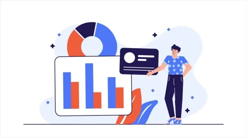 Digital user interface with charts and elements for data analysis Stock Footage 292951354