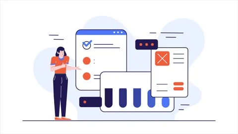 Digital user interface with charts and data presentation illustration business Stock Footage 292951453