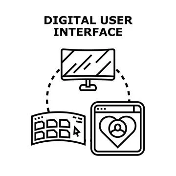 Digital user interface creating online interaction and experience イラスト素材