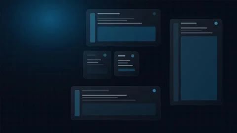 Digital user interface dashboard on dark blue background. 4K Stock Footage 342114329