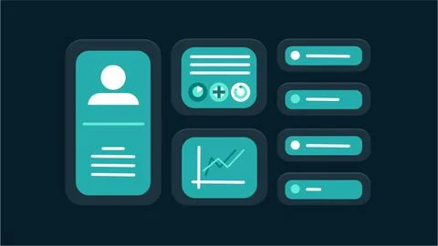 Digital User Interface Design with Data Analytics. Stock Illustration