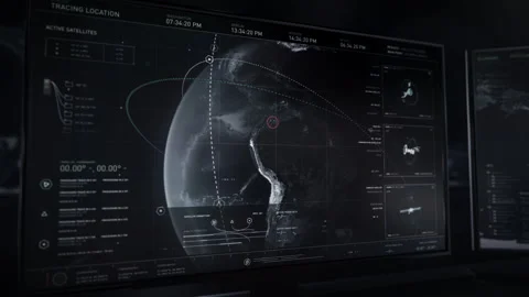 Digital User Interface Elements Supports Target Location Search Via Satellite Stock Footage 265900846