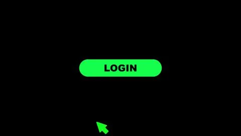 Digital user interface featuring a bright green rounded button with the wor.. 库存插图