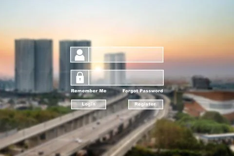 A digital user interface login page with username and password fields, logi.. 스톡 사진