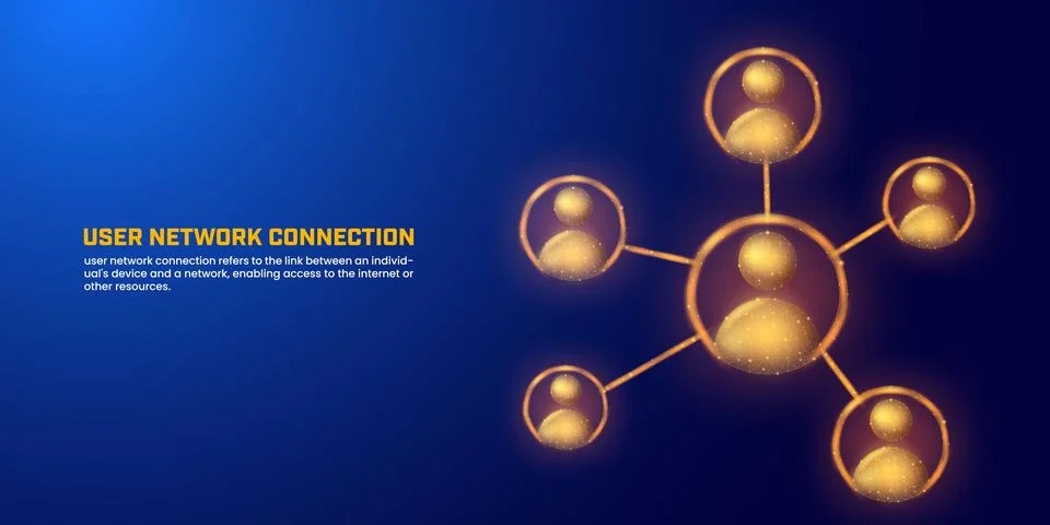 Digital user network connection in low poly style and dark blue background Stockillustratie