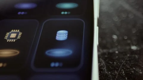 Digital Utility App Tiles on Dark Mobile Interface Stock Footage 341872597