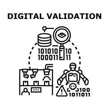 Digital validation process checking data and cyber security Illustrazione stock
