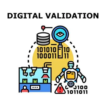 Digital validation process checking data and cyber security Illustrazione stock