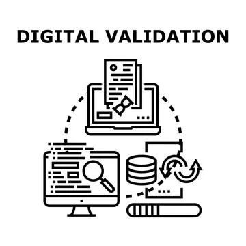 Digital validation process workflow on various devices Stock Illustration