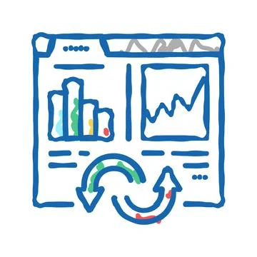 Digital value converter icon doodle illustration Stock-Illustration