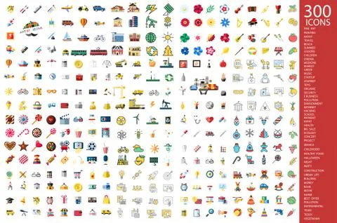 Digital vector 300 icons set Ilustración de archivo