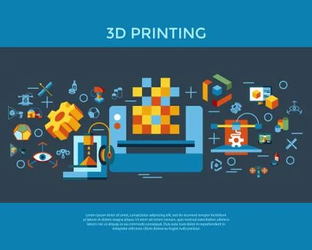 Digital vector 3d printing technology Stock Illustration