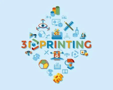Digital vector 3d printing technology Stock Illustration