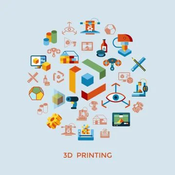 Digital vector 3d printing technology Stock Illustration